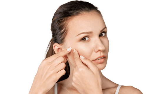 Woman Inspecting Blind Pimple