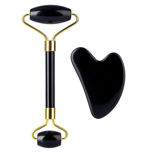 Obsidian Crystal Face Roller and Gua Sha Set